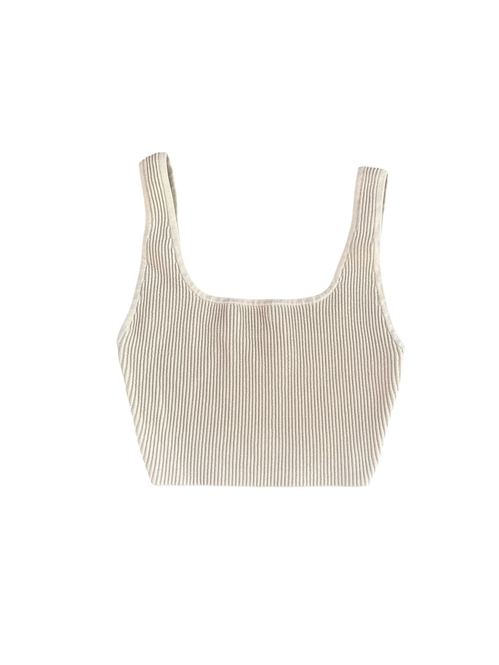 Babaton Ribbed Square-Neck Crop Tank - Cream